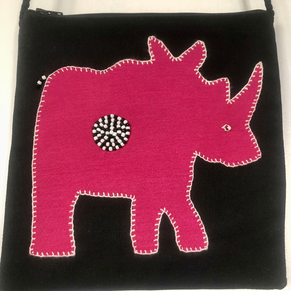 African-inspired youth crossbody bag in black fabric, handcrafted.
